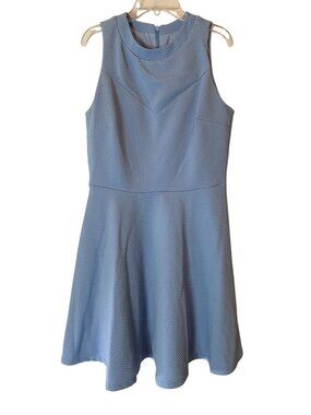 ASOS Blue Textured Sleeveless Fit & Flare Dress Size 8